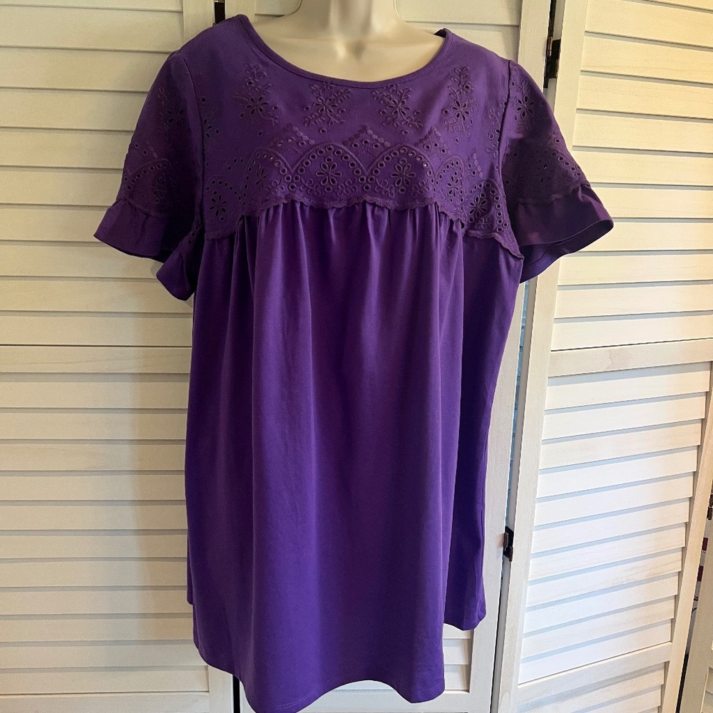 Woman Within 1X Short sleeve Purple